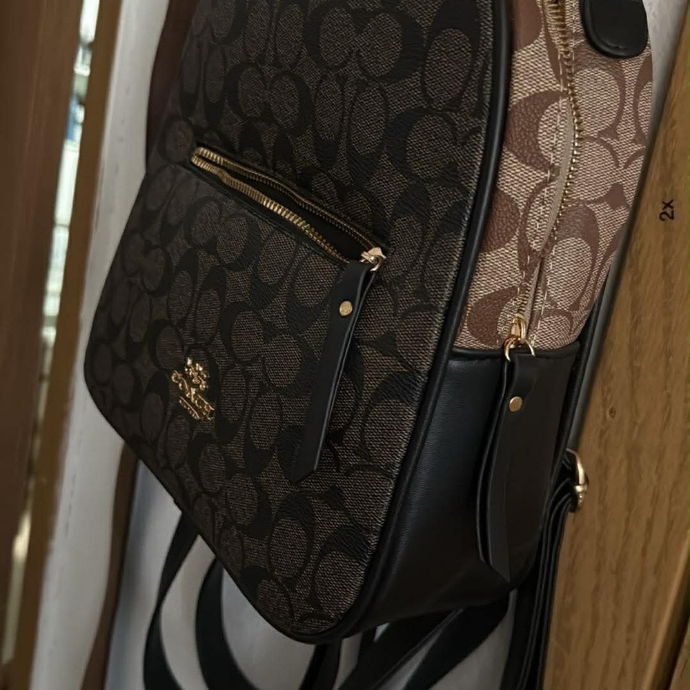 Coach Backpack with Signature Black and Brown Design
